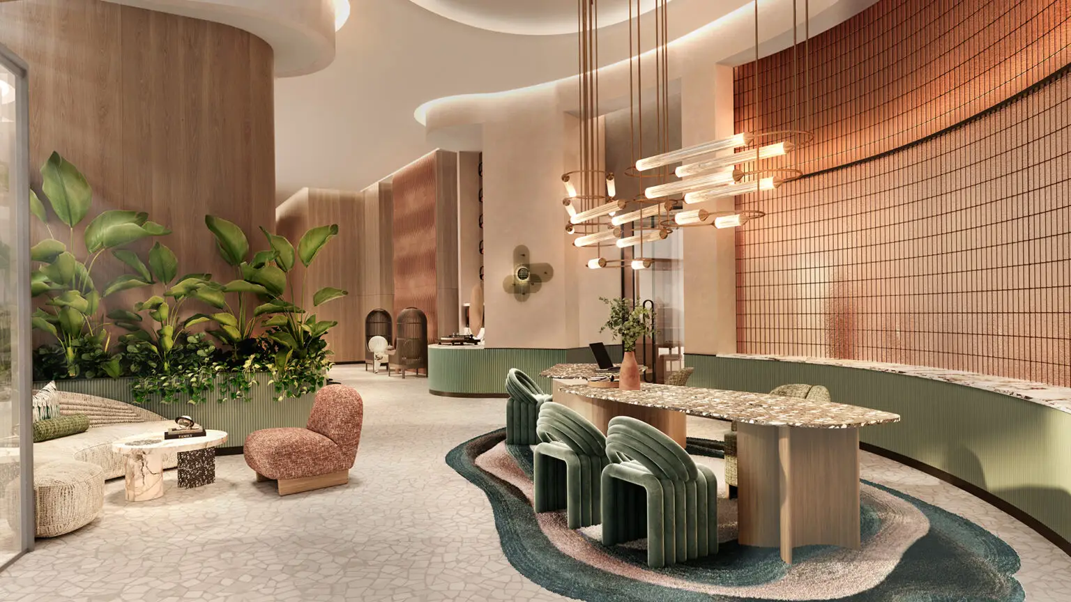 Apartment interiors with furniture